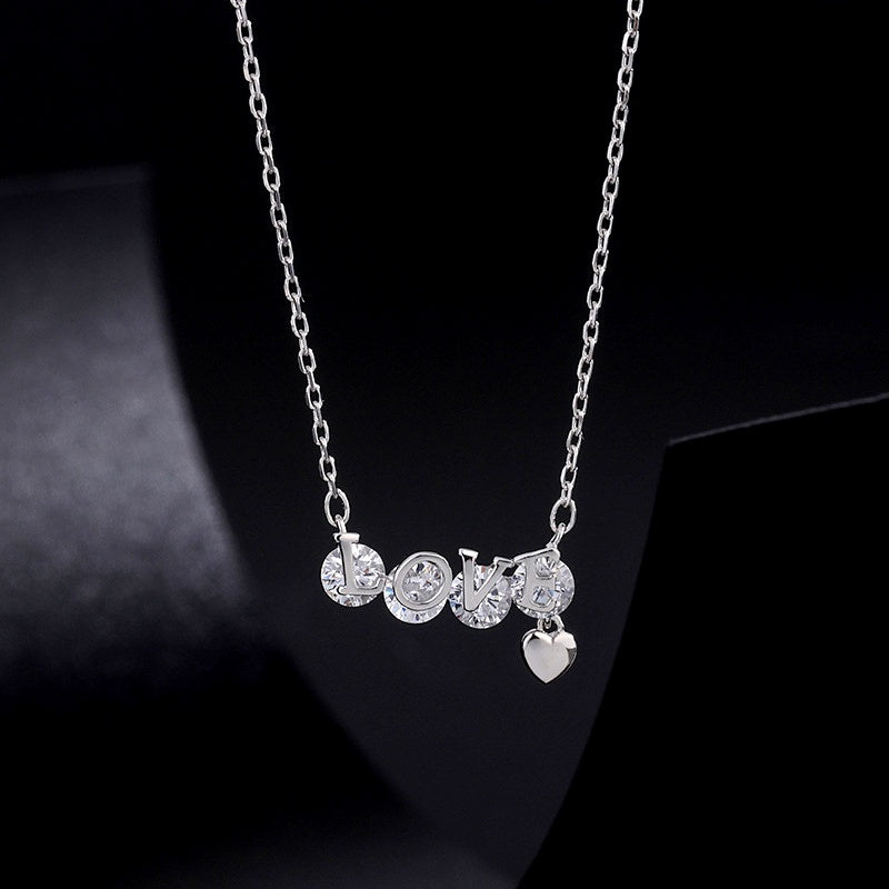 Sterling Silver Zircon Letter LOVE Necklaces