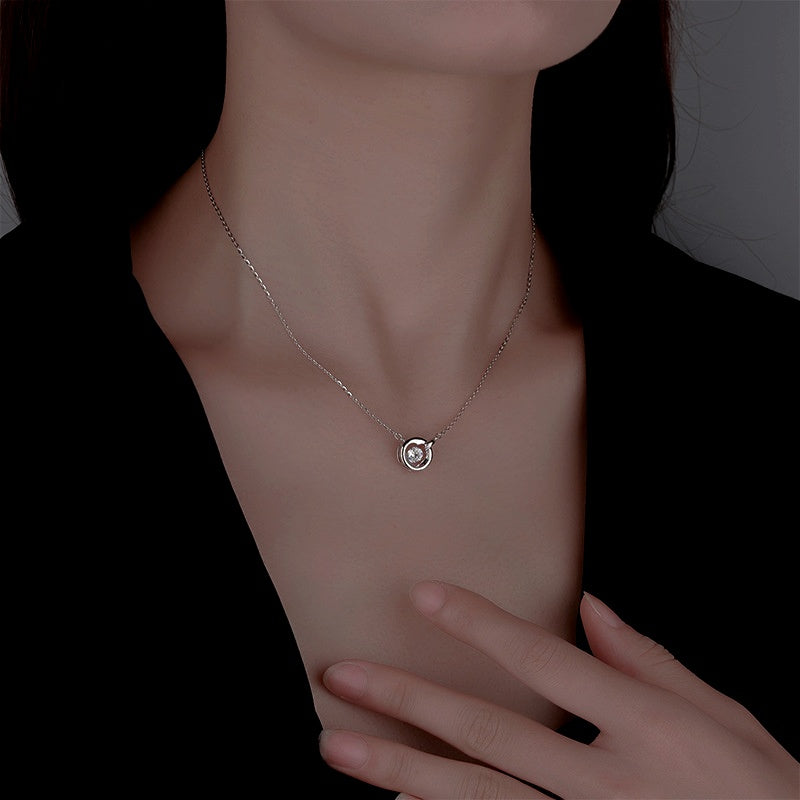 Sterling Silver Zircon Moving Necklace