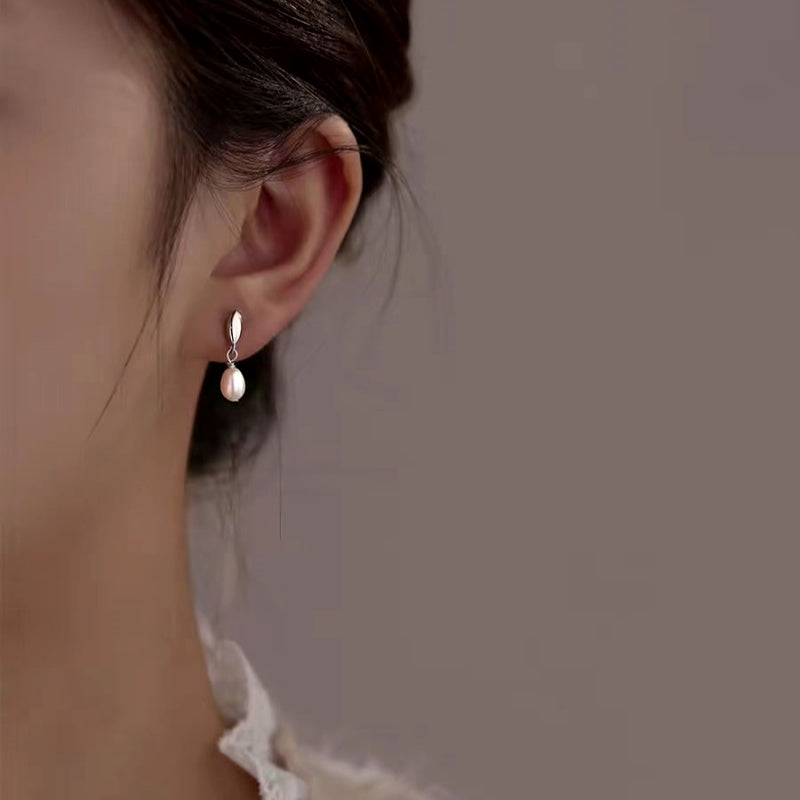 Sterling Silver Zircon Pearl Earrings