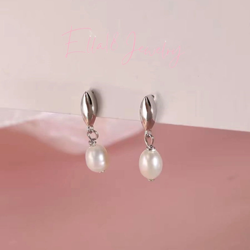 Sterling Silver Zircon Pearl Earrings