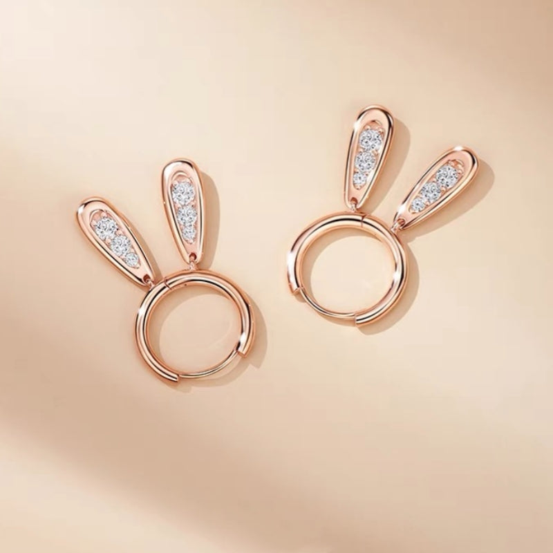 Sterling Silver Zircon Rabbit Earrings