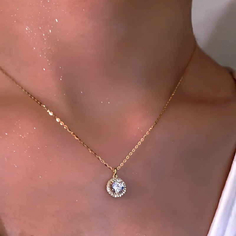 Sterling Silver Zircon Single Diamond Necklace