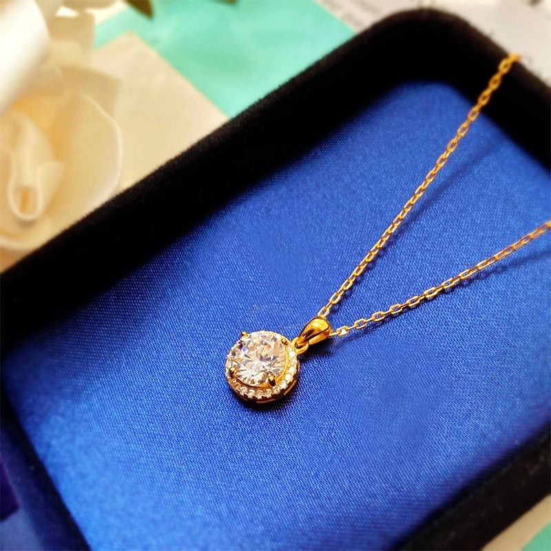 Sterling Silver Zircon Single Diamond Necklace