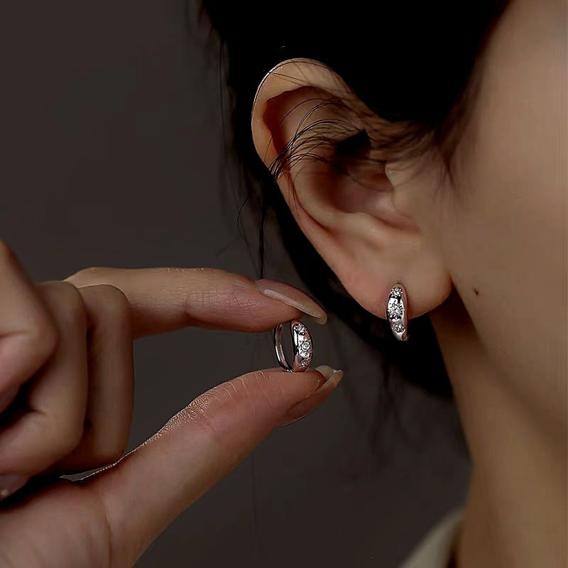 Sterling Silver Zircon Small Sun Earrings