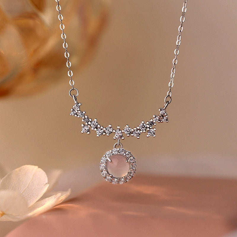 Sterling Silver Zircon Smile Face Necklace