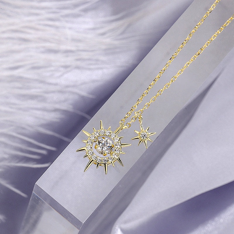 Sterling Silver Zircon Sun Necklaces