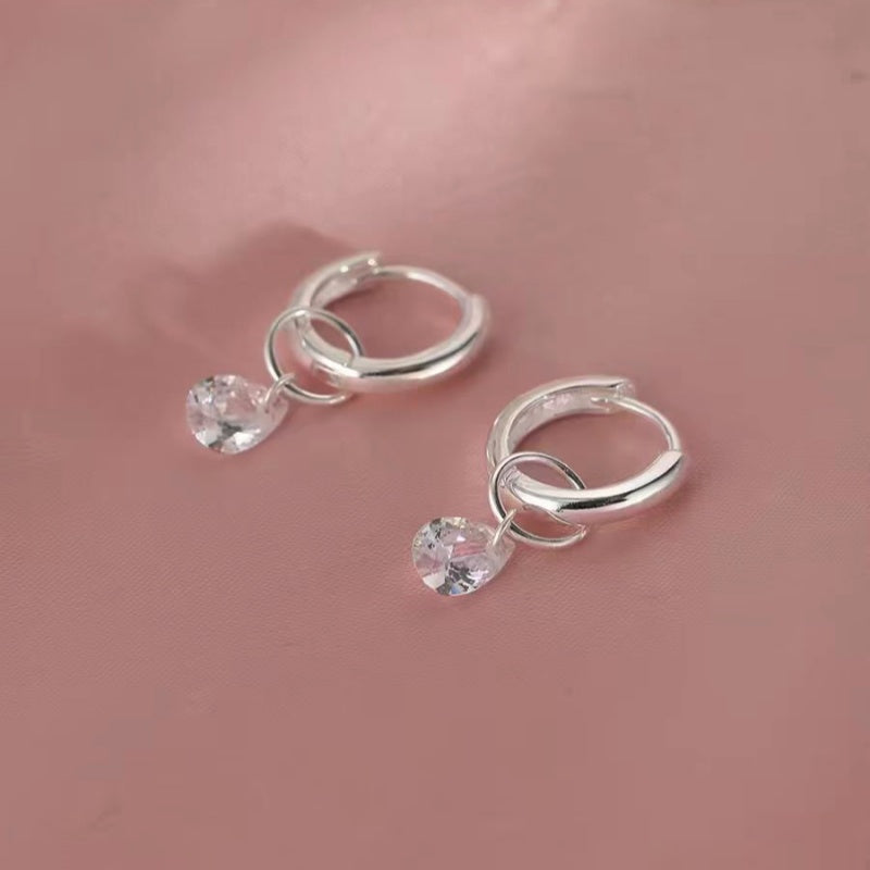 Sterling Silver Zircon Water Drop Earrings