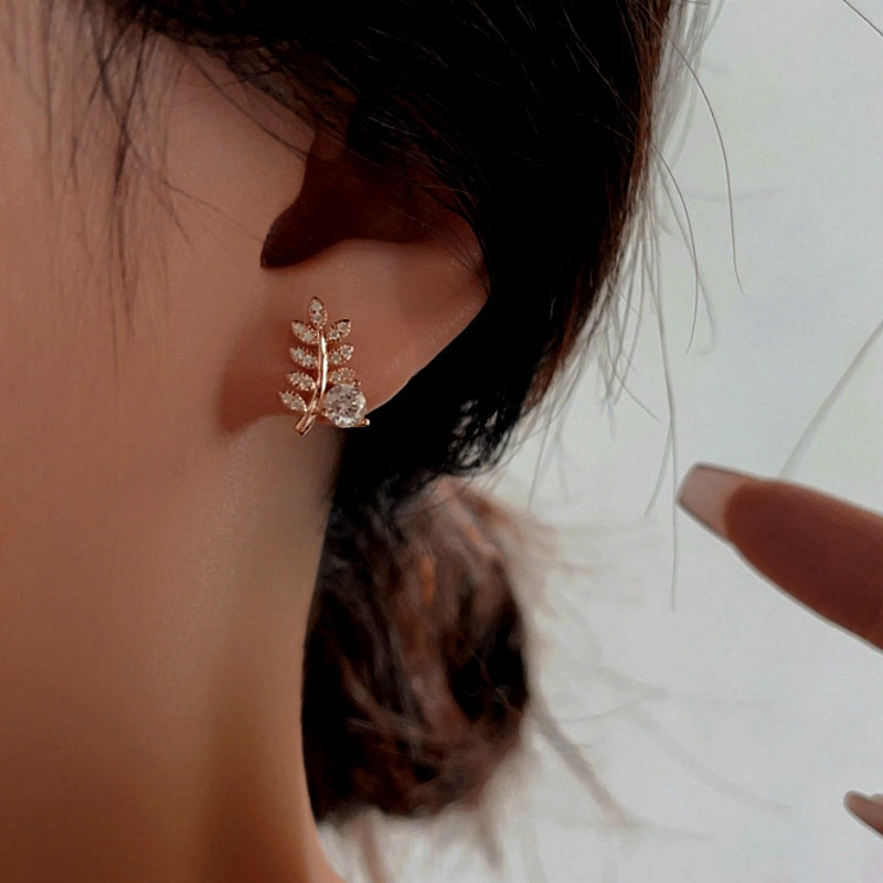 Sterling Silver Zircon Wheat Stud Earrings