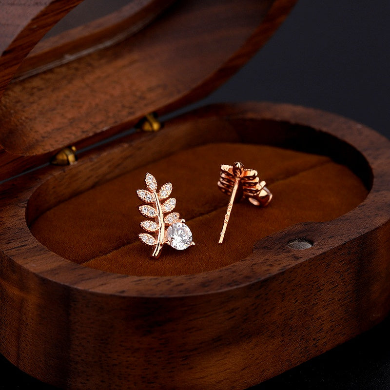 Sterling Silver Zircon Wheat Stud Earrings