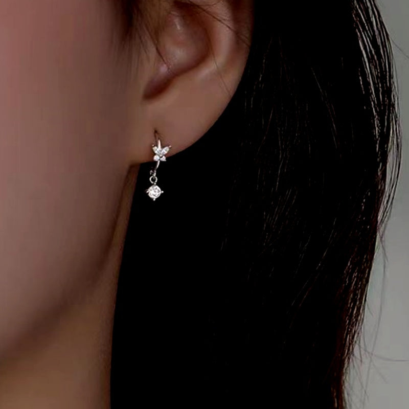 Sterling Silver uper Fairy Zircon Butterfly Earrings