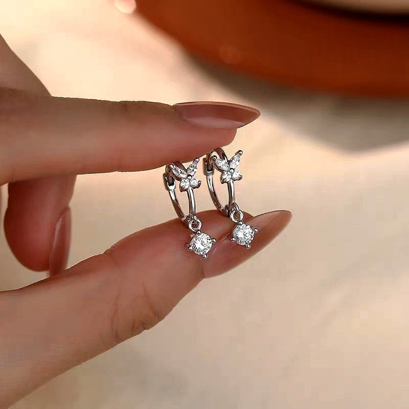 Sterling Silver uper Fairy Zircon Butterfly Earrings