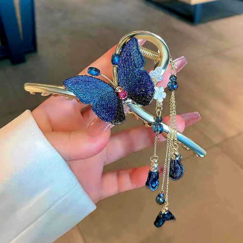 Vintage Blue Butterfly Hair Clips