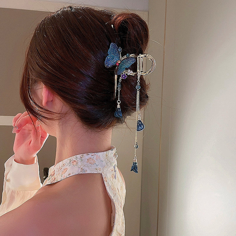Vintage Blue Butterfly Hair Clips