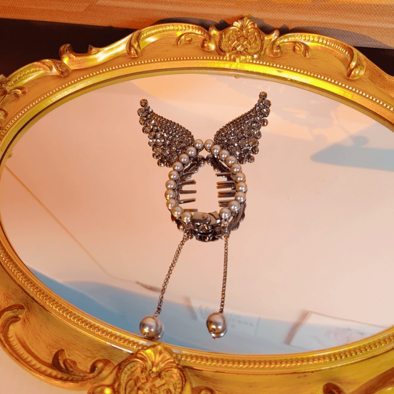 Zircon Bead Wing Hair Clips