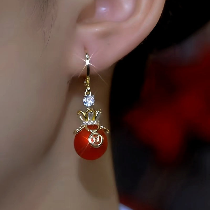 14K Gold-Plated Lucky Money Bag Hypoallergenic Earrings