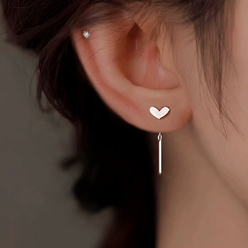 Sterling Silver Luxury Heart Threader Earrings