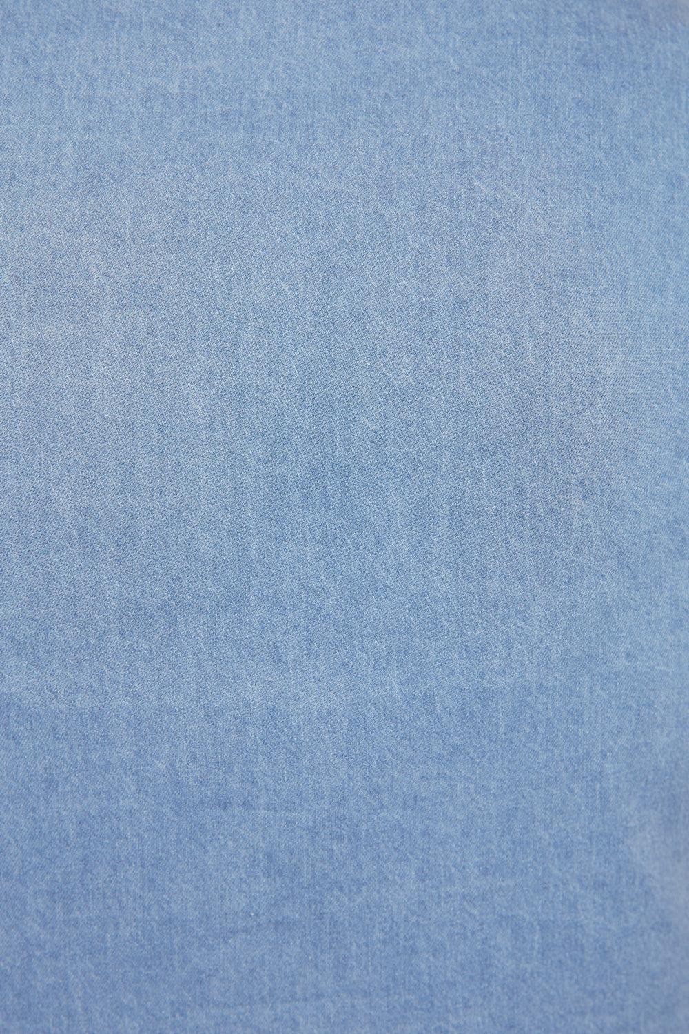 Wendy Chambray Short Sleeve Wrap Dress in Light Wash