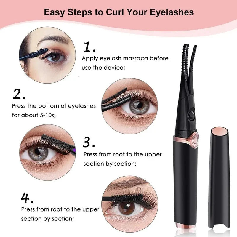 Lash Lift Pro, Portable Electric Heated Eyelash Curler: USB Rechargeable for Fast, Long-Lasting Beautiful Lashes
