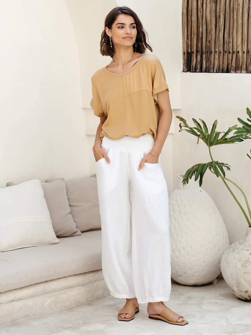 Sadhu French Linen Pants Dusty Pink
