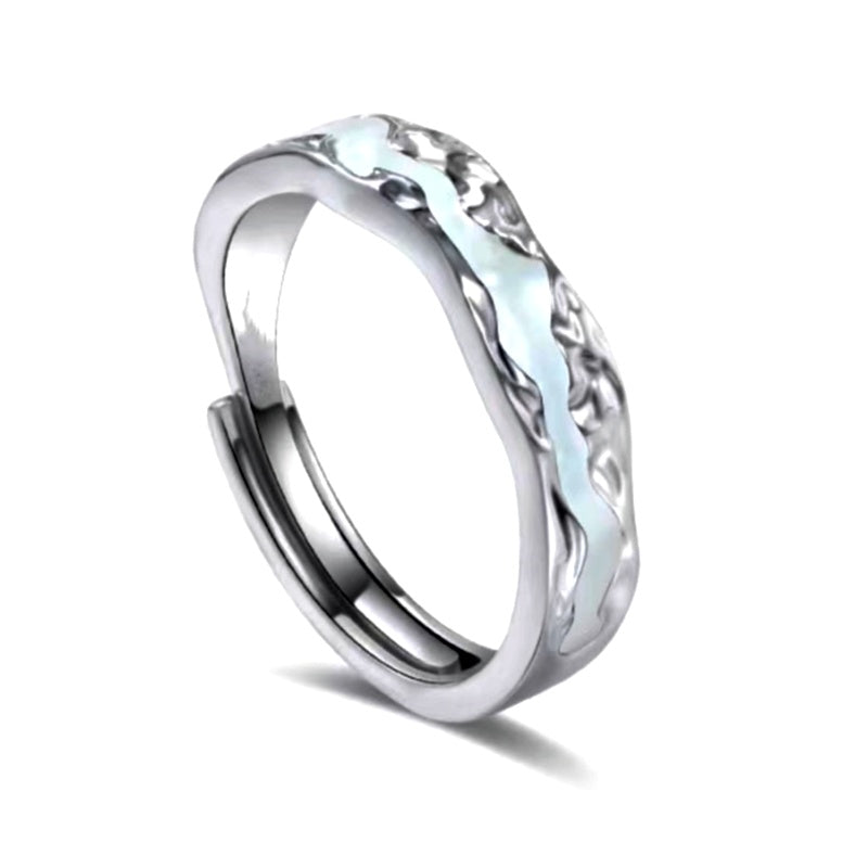 Sterling Silver Adjustable Luminous Couple Rings
