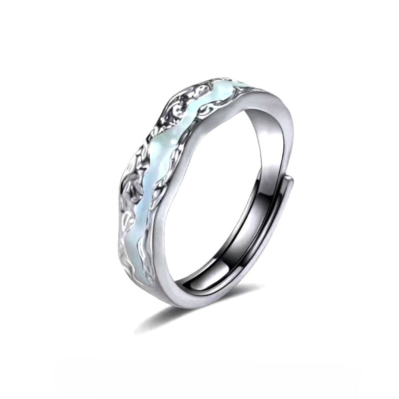 Sterling Silver Adjustable Luminous Couple Rings