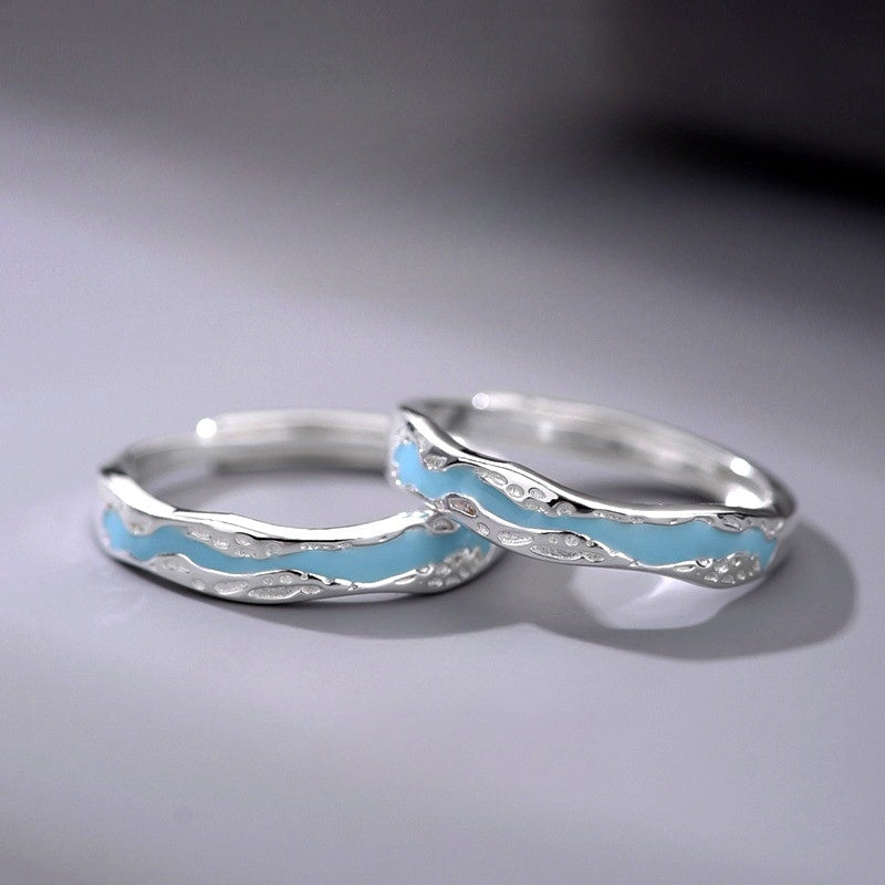 Sterling Silver Adjustable Luminous Couple Rings