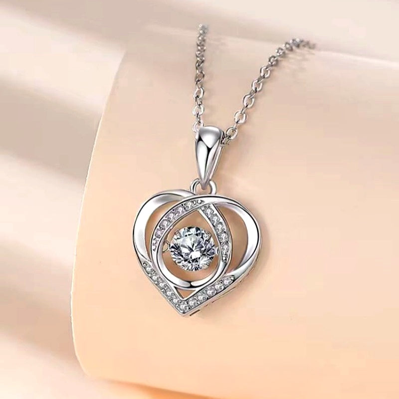 Sterling Silver Luxury Dynamic Heart Necklace