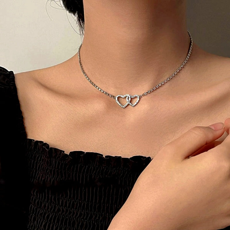Sterling Silver Luxury Zircon Heart-Design Necklaces