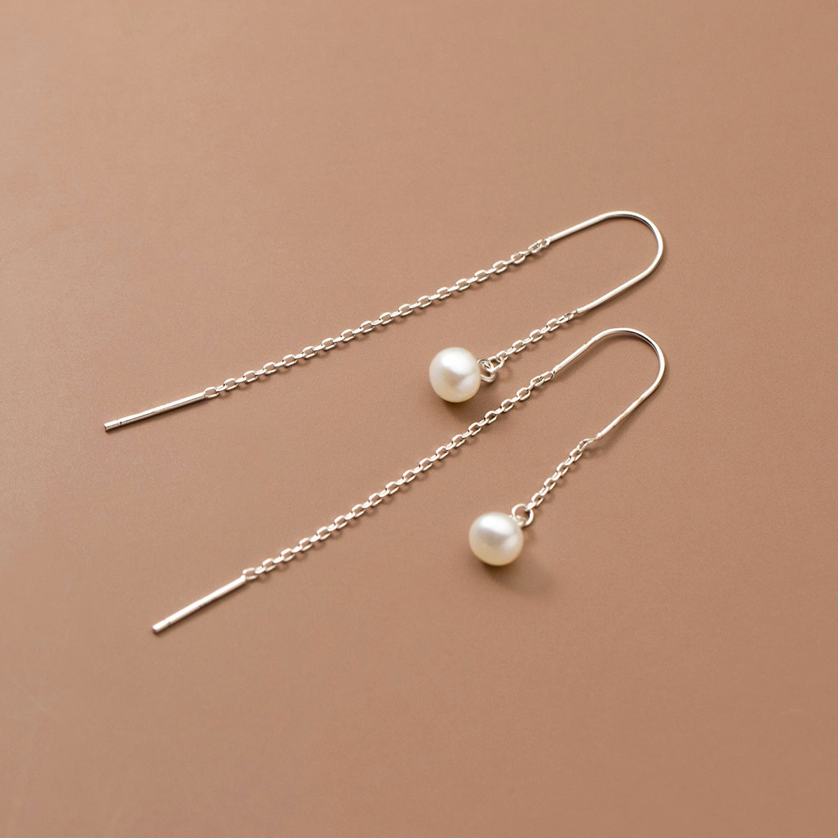 Sterling Silver Artificial Pearl Threader Earrings
