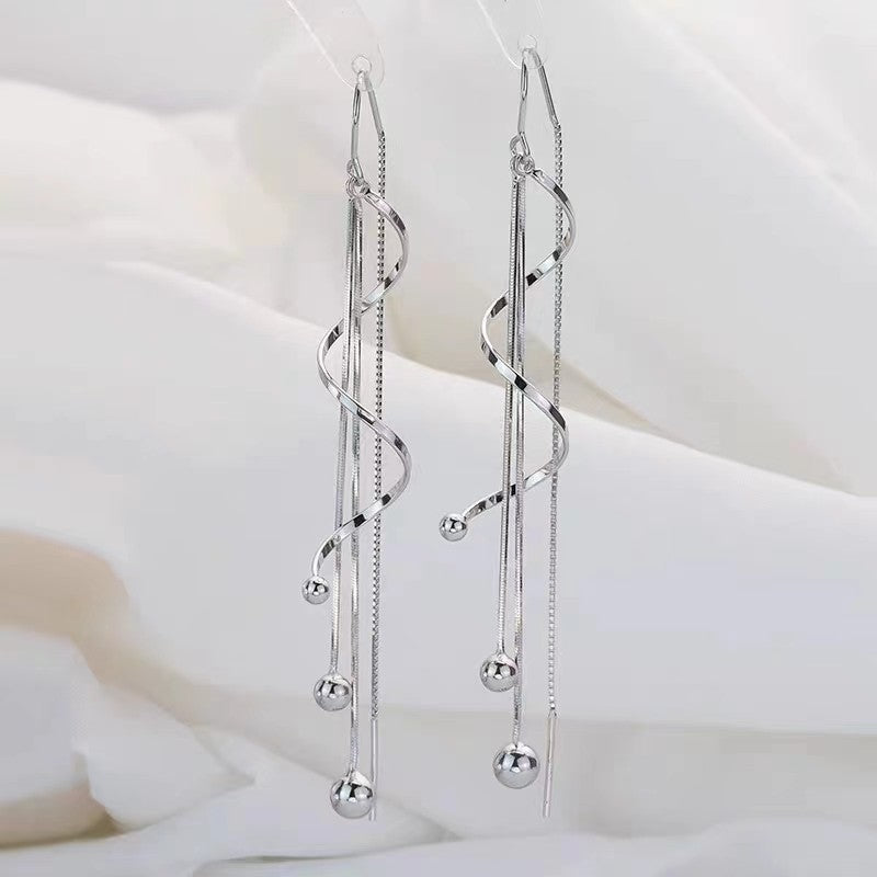 Sterling Silver Wavy Threader Earrings