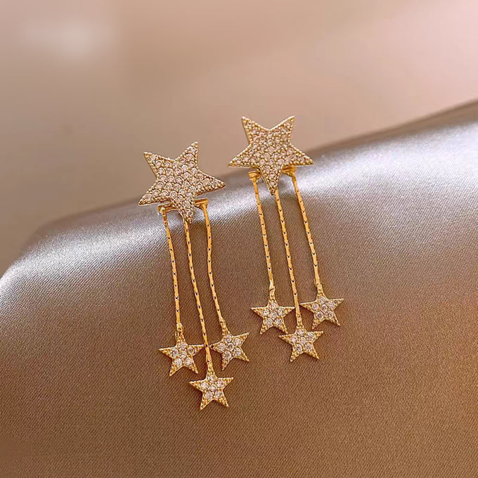 14K Gold-Plated Elegant Bling Star Earrings