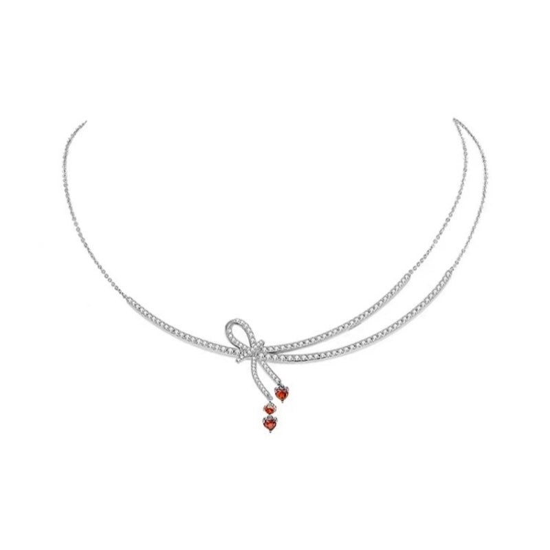 14K Gold-Plated Bow Heart Earring And Necklace Set