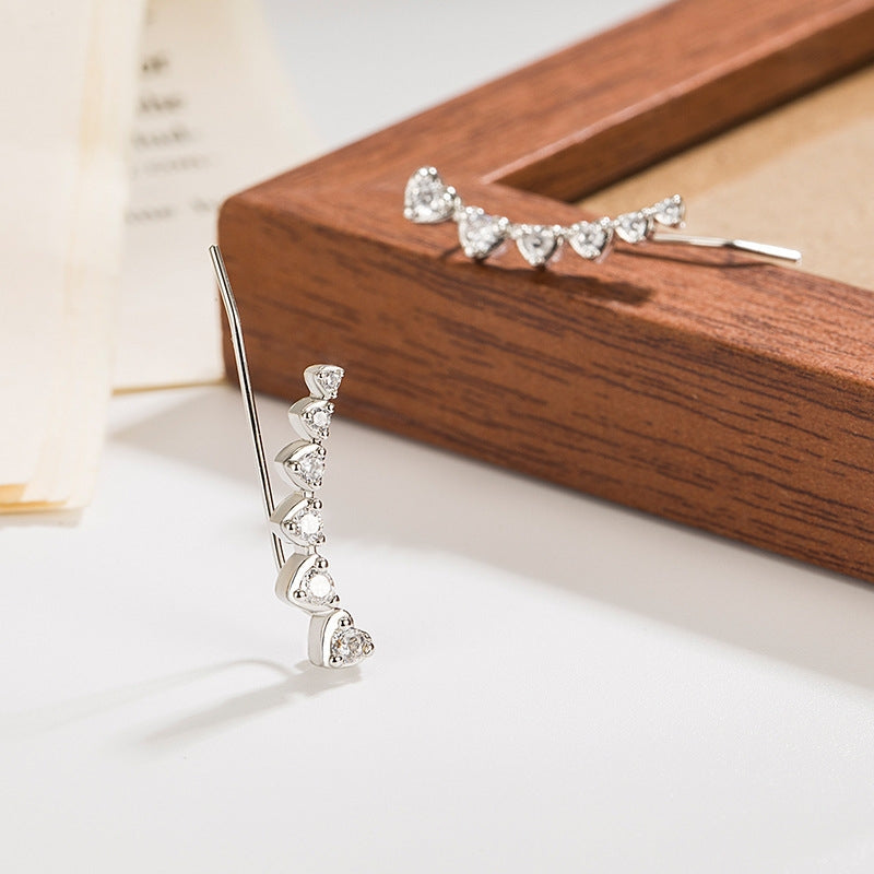 14K Gold-plated Heart Diamond Crawler Earrings