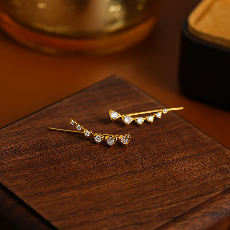 14K Gold-plated Heart Diamond Crawler Earrings