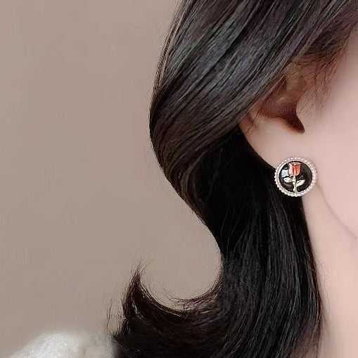 14K Gold-plated Rose Stud Earrings