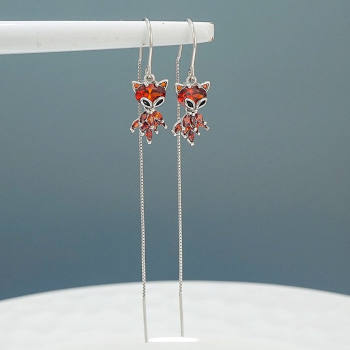 Sterling Silver Fox Zircon Threader Earrings