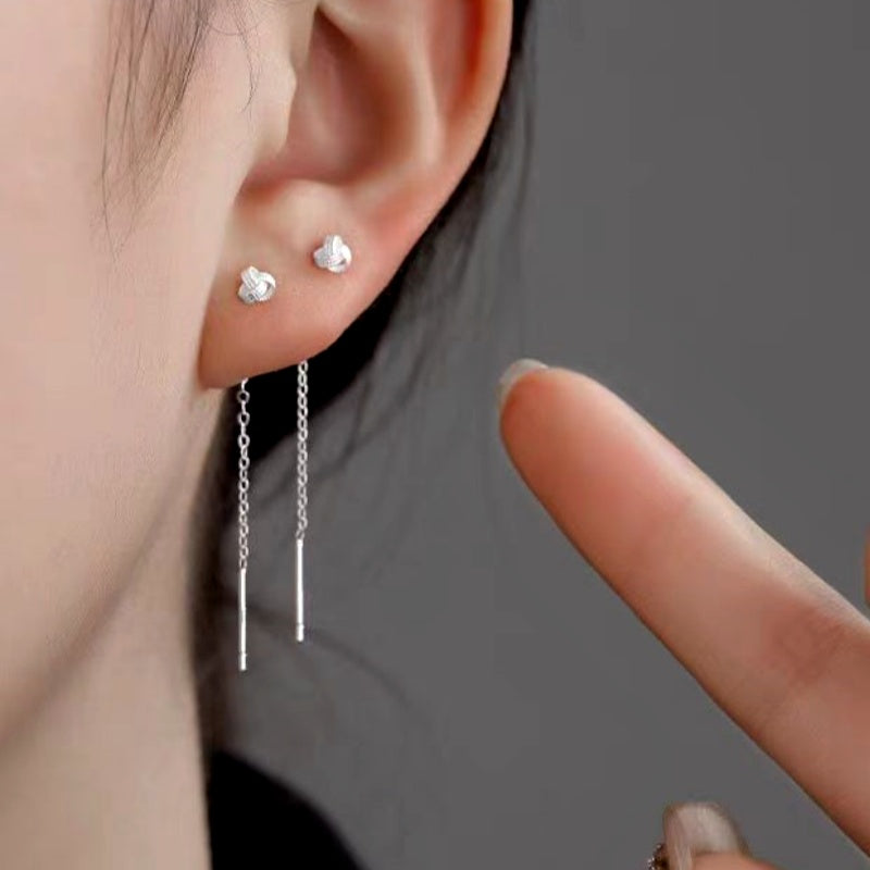 Sterling Silver knot Threader Earrings