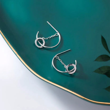 Sterling Silver C-Shaped Huggies Earrings