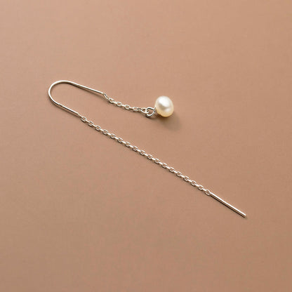 Sterling Silver Artificial Pearl Threader Earrings
