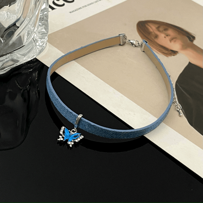 14K Gold-Plated Blue Butterfly Choker