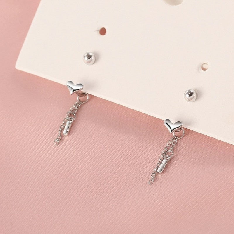 Sterling Silver Love Screw-Buckle Jacket Earrings