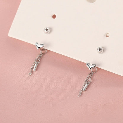 Sterling Silver Love Screw-Buckle Jacket Earrings