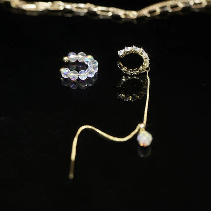 14K Gold-plated Diamond-Encrusted Ear Cuffs(1 Pair)