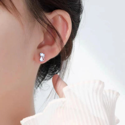 Sterling Silver Kitty Dimond Stud Earrings