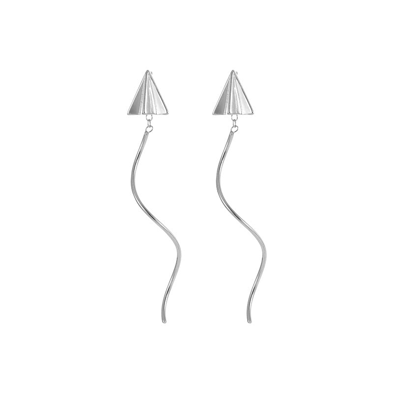 Sterling Silver Simple Airplane Threader Earrings
