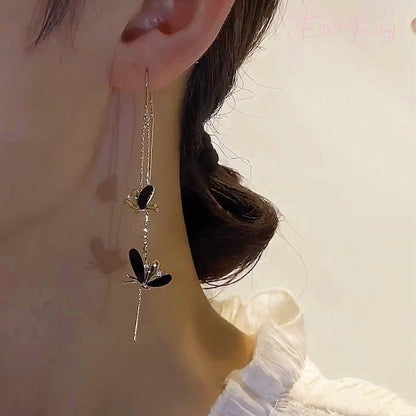 14K Gold-plated Butterfly Threader Earrings
