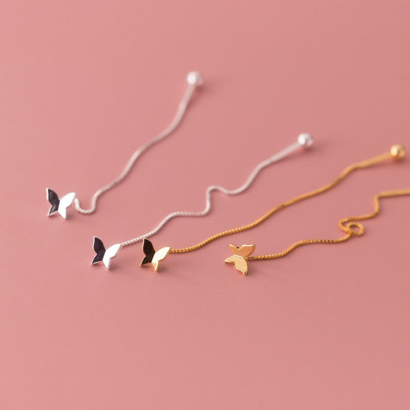 Sterling Silver Little Butterfly Threader Earrings