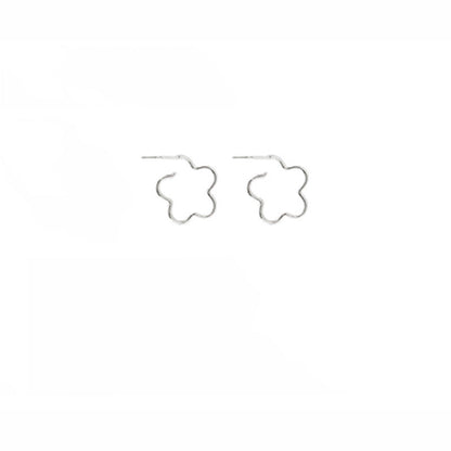 Sterling Silver Flower Hoop Earrings