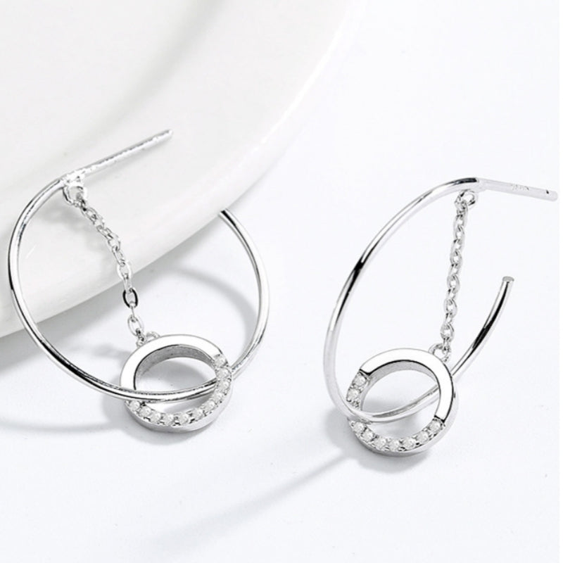 Sterling Silver C-Shaped Huggies Earrings