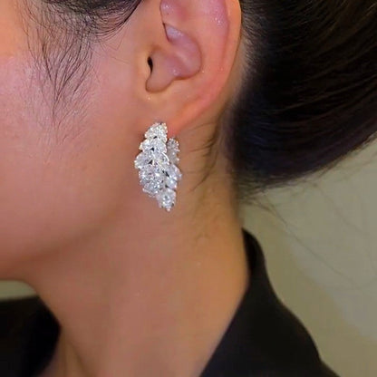 14k Gold-plated luxury Zircon Leaf Earrings